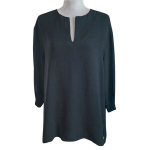 Lafayette 148 Silk Tunic Top G Black Blouse Office Workwear Fall Winter Casual